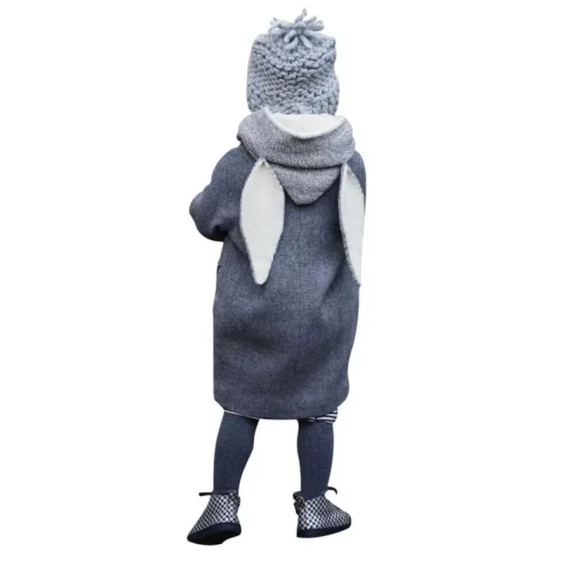 Baby Kids Boys Rabbit Ear Coat Autumn Winter Warm Children Long Jackets
