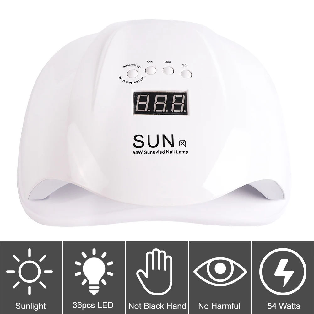 

54w Nail Dryer UV Lamp Sunlight Led Nail Lamp Drying Gel Varnish Sensing Curing Lamp For Manicure Machine Home Use Tool JISUNX
