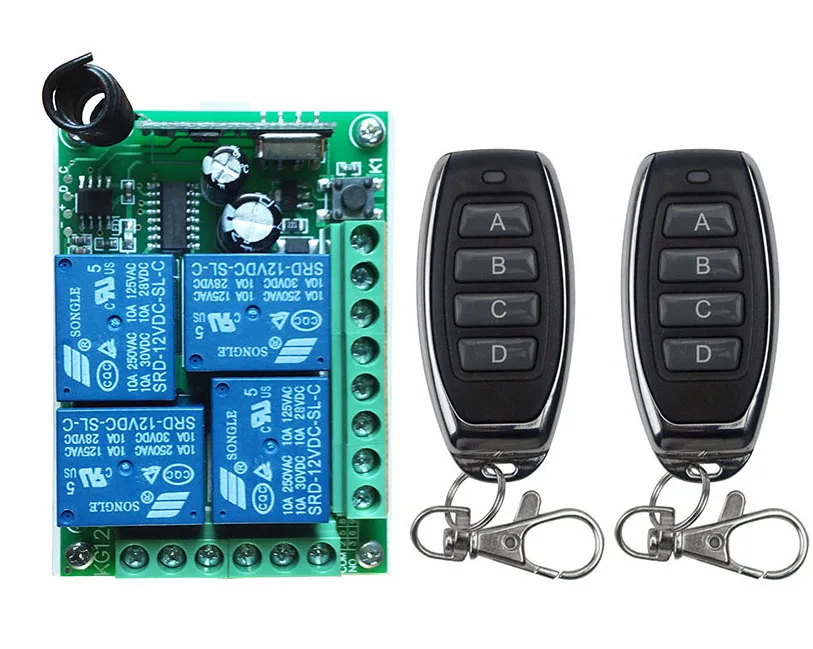 DC12V 4CH 10A RF Беспроводной дистанционного Управление реле безопасности Системы гаражные ворота электрические двери жалюзи/окно/внутренний и внешний створчатый распашный лампа