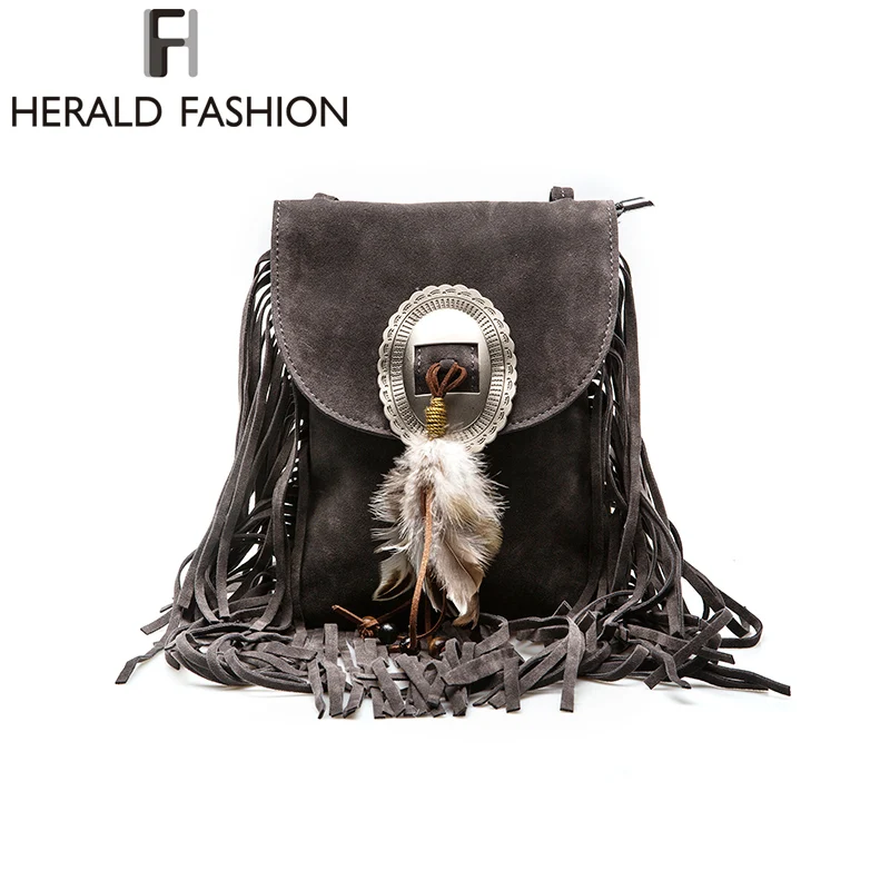 النساء بو الجلود حقيبة الإناث الأزياء حقائب كتف الشهيرة العلامة التجارية Crossbody أكياس هامش شرابة المرأة حقيبة ساع هيرالد الأزياء