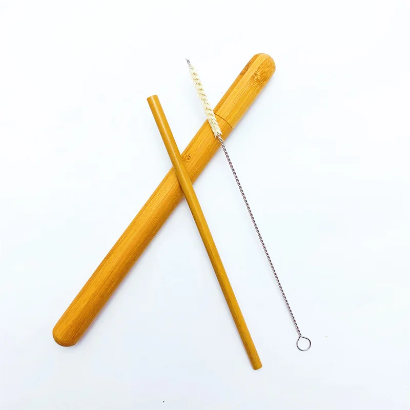 

Reusable Bamboo Carbonized Straw Biodegradable Straws with Portable Bamboo Case Natural Sisal Brush Bamboo Straw Travel Set