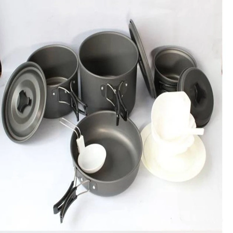 Yingtouman nueva llegada antiadherente 13 unids portátil al aire libre Utensilios de cocina olla de aleación de aluminio tazón camping plegable picnic set de cocina Yingtouman nueva llegada antiadherente 13 unids portátil al aire libre Utensilios de cocina olla de aleación de aluminio tazón camping plegable picnic set de cocina