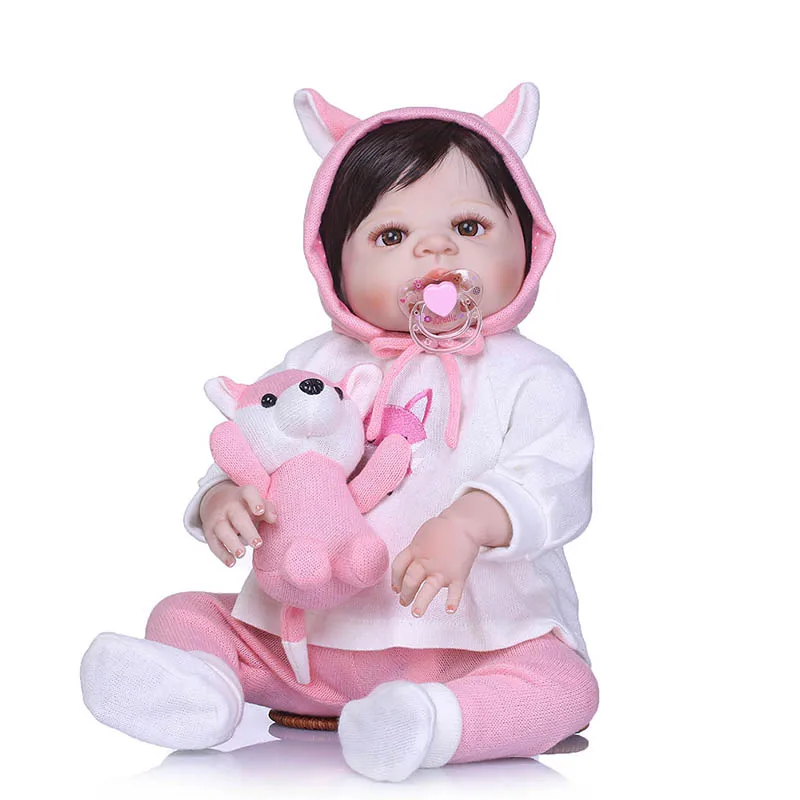 

56CM Reborn Doll Toy Full Body Silicone 3D Lifelike Jointed Newborn Doll Gift Playmate FJ88