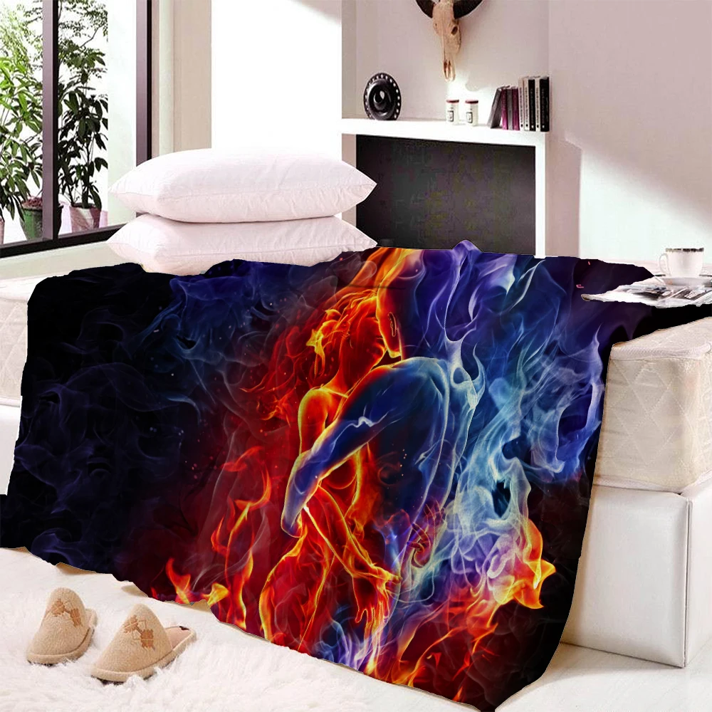 

Water Fire Character Plush Blanket Super Comfortable Fabric Thin Blanket Spring and Autumn Shawl Beach Towel Blanket Bed Towel
