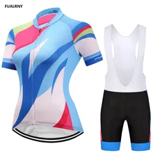 2018 FUALRNY Women Cycling Jersey Sets Bike Shirt set Breathable Bicycle Clothes Summer Cycling Clothing Quick-Dry 9D bib shorts