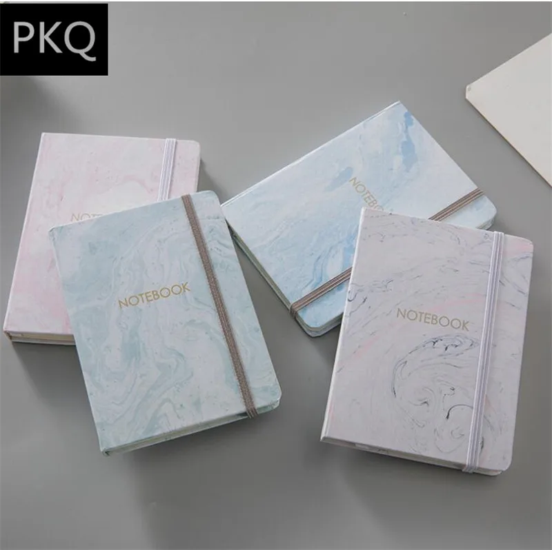 

12pcs/lot Hard Cover A5 A6 A7 Notepad Diary Korean Stationery Marble Lined Notebook With Bandage Office School Supplies