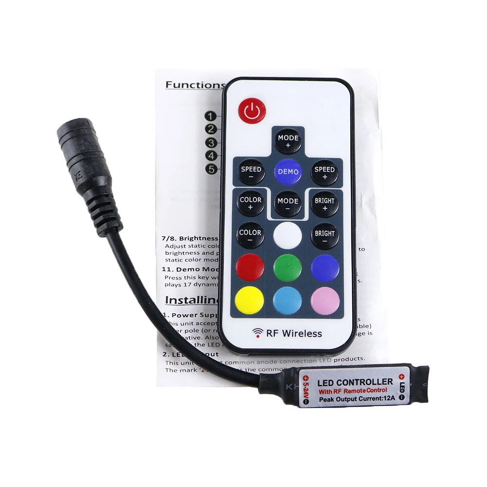 Мини пульт дистанционного управления светодиодный RGB 17key RF беспроводной