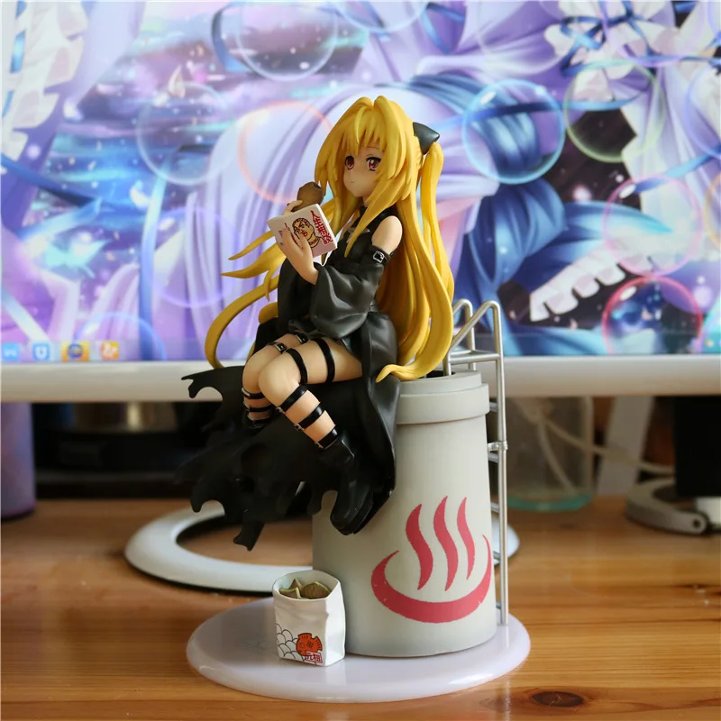 21 см Новое поступление Аниме Фигурка To Love Ru Darkness Eve Yami Eating Ver Sea Bream сгорел черное платье Модель Коллекция кукла