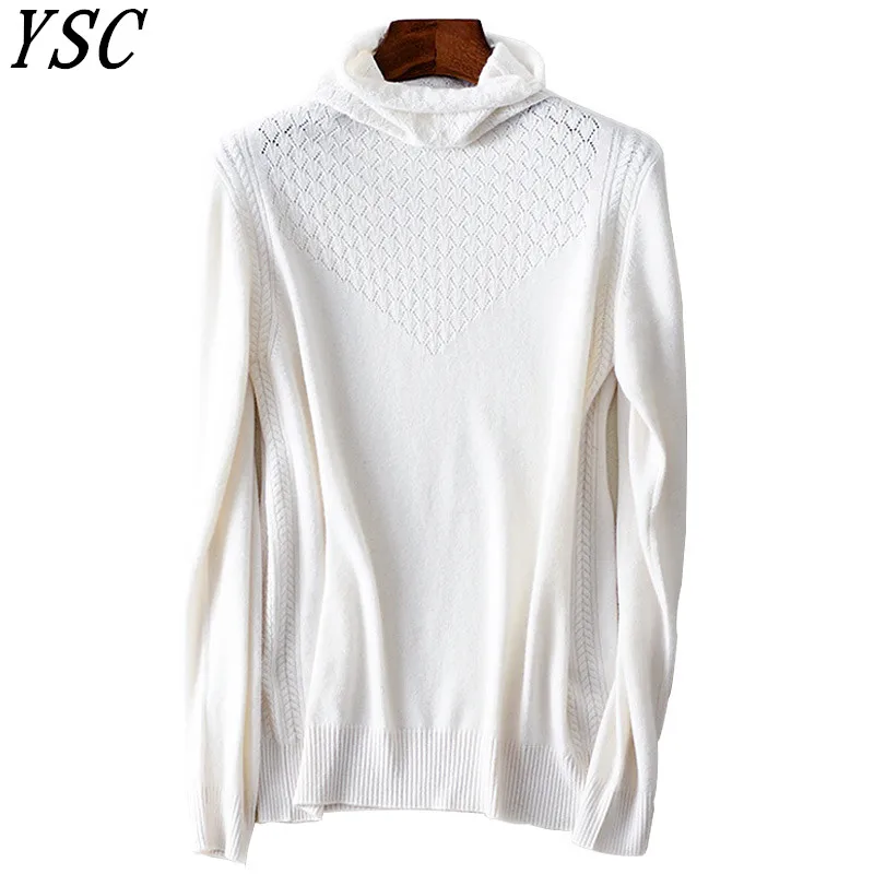 

YSC 2018 winter New pattern ladies Knitted pure Cashmere Sweater Free collar Pure color Pits Soft warmth Pullovers
