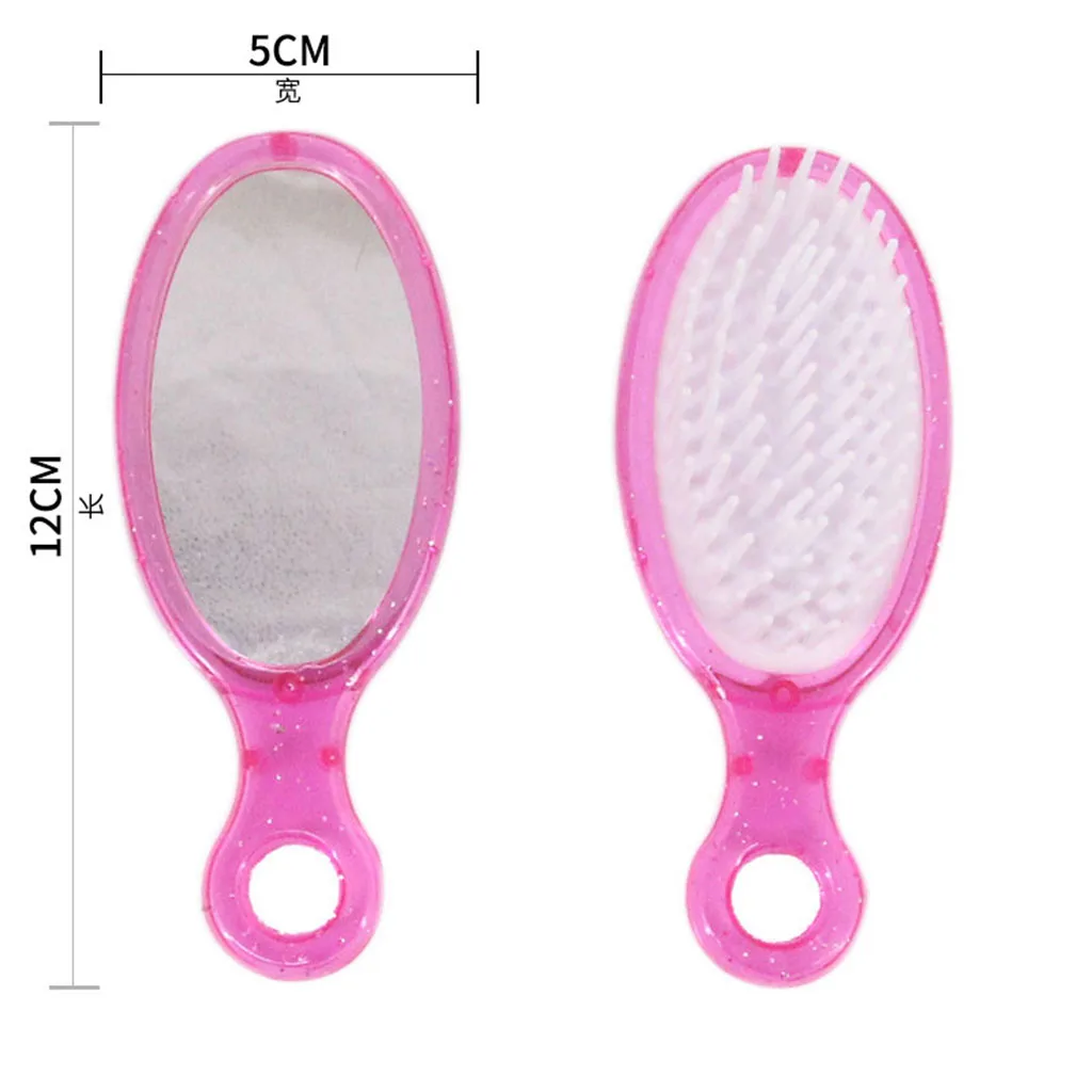 18 Inch Doll Hair Brush & Mirror Set, Bright Pink Glitter Hair Accessories, Perfect for   Dolls & More