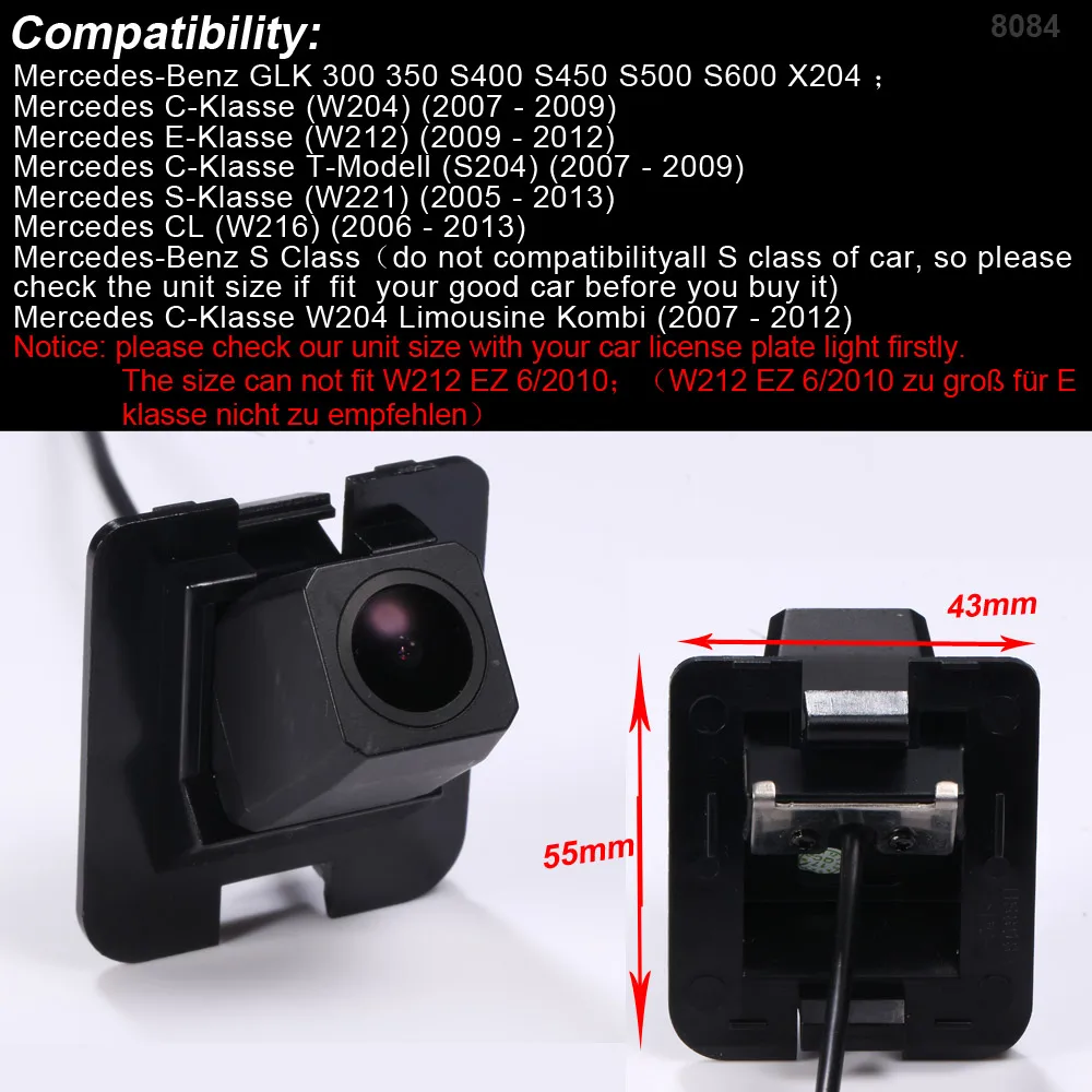 

1280*720 Pixels 1000TV line 170 degree For Benz GLK C E S CL class GLK300 350 S400 W204 W212 Car Rear View Back Reverse Camera