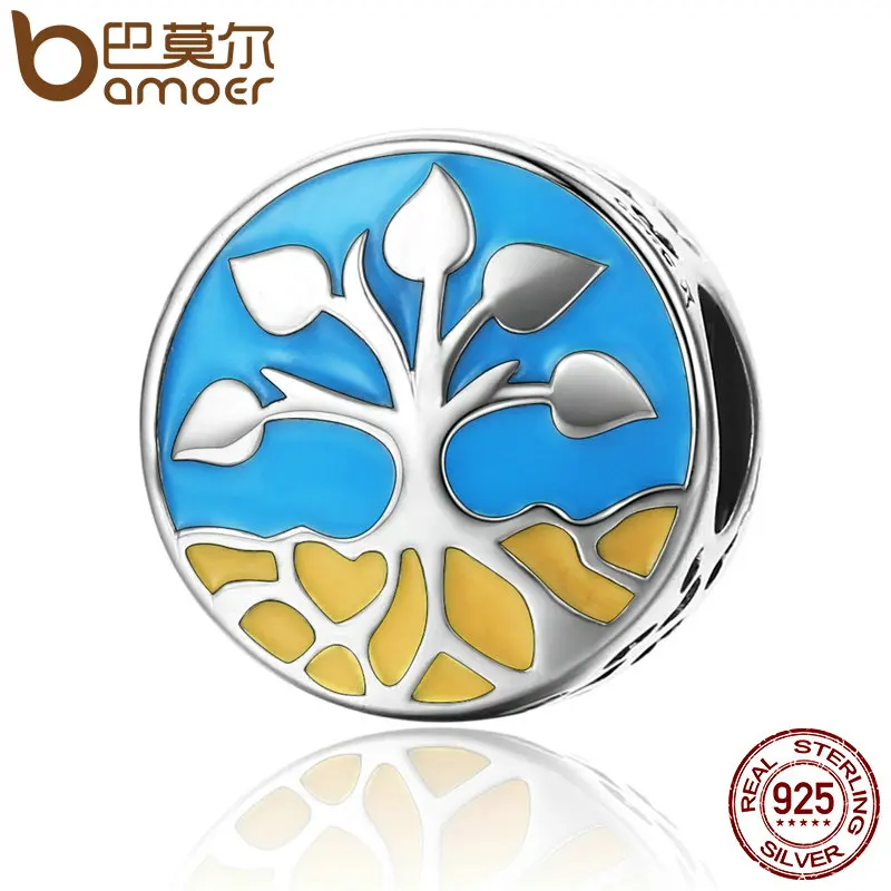 BAMOER New Collection 925 Sterling Silver Life And Growth Tree of Life Blue Enamel Charms Beads fit Bracelets Jewelry SCC170 цена BAMOER New Collection 925 Sterling Silver Life And Growth Tree of Life Blue Enamel Charms Beads fit Bracelets Jewelry SCC170 цены онлайн
