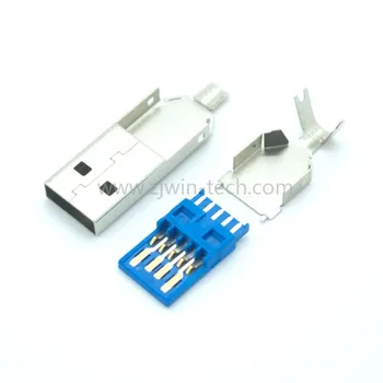

50PCS/100PCS DIY USB 3.0 Male Connector USB 3.0 Jack Soldering Type Line Tail Socket 3 in 1 Charging Plug Socket High Speed