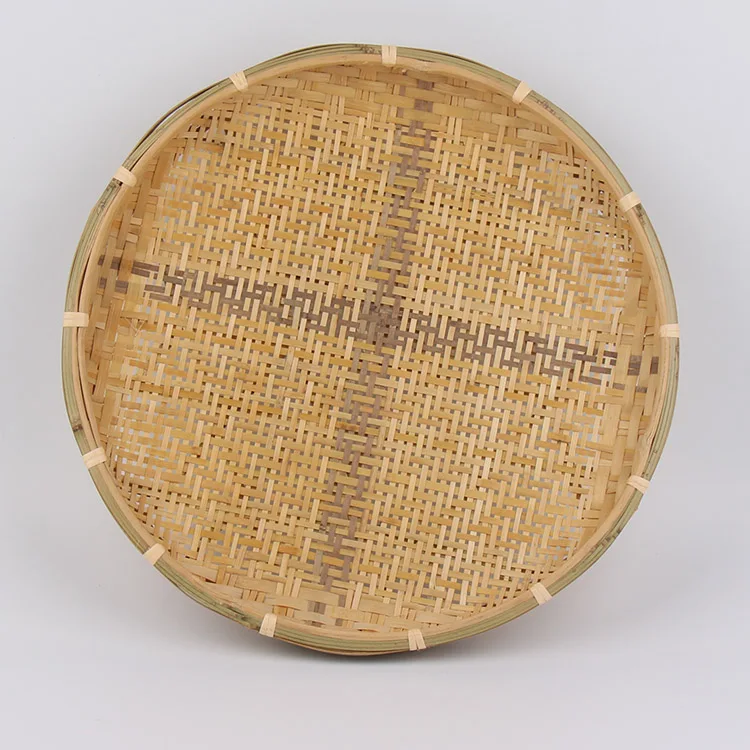 

Bamboo plate hand made bamboo weave sieve groceries baskets circular receive case Unbreakable all natural heat insulation crafts