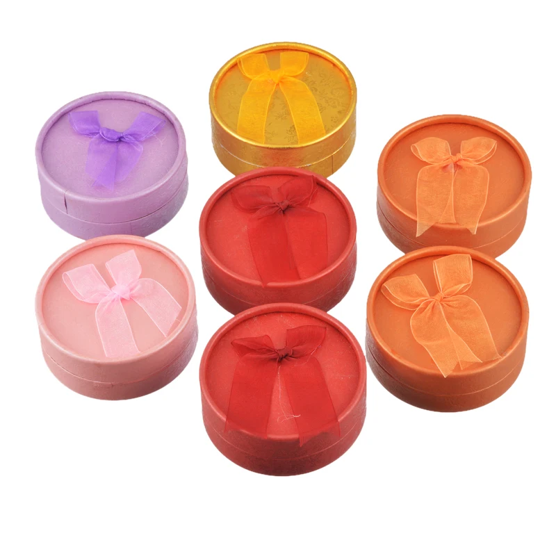 

6-10PCs Paper Bracelets Earrings Rings Jewelry Gift Boxes Round Mixed