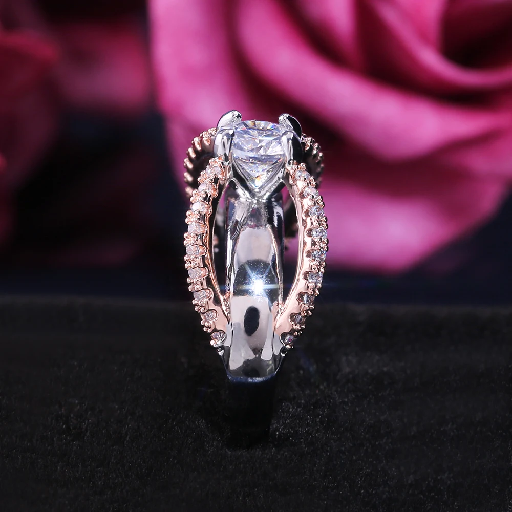 Cherryn Vintage Sliver Rose Gold Color Round Ring rose gold engagement ring fashion ring holder