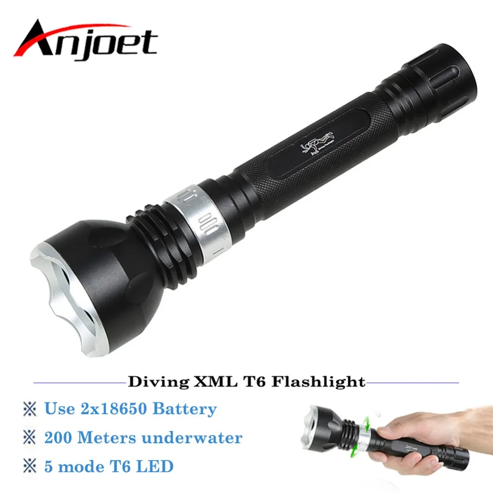 

Anjoet Scuba Diving 18650 XML T6 LED flashlight Underwater light Waterproof dive Flash Powerful light Lamp Torch Lamp lanterna