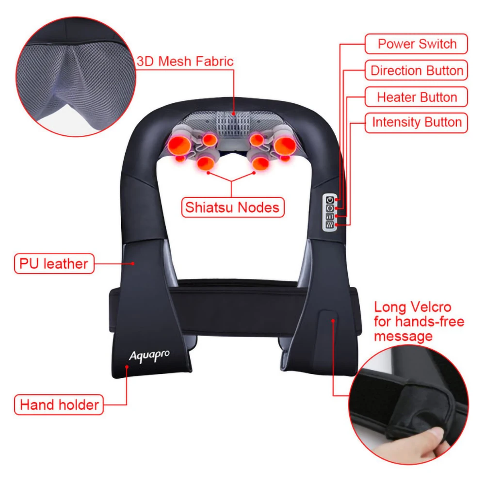 Настоящий подогреваемый массажер с тепловым глубоким разминающим массажем и пользовательским поясом, для всего тела снимает боль в спине, массаж плеч с лентой