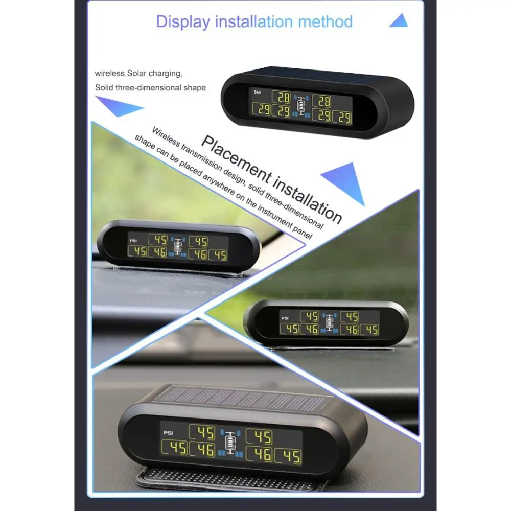 Умный автомобиль TPMS система контроля давления в шинах Солнечная энергия цифровой ЖК-дисплей автоматическая система охранной сигнализации s давление в шинах