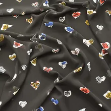 1 м цена, высокая вискоза шифоновая ткань весна/лето печатная ткань черный фон художественная мягкая одежда ткань