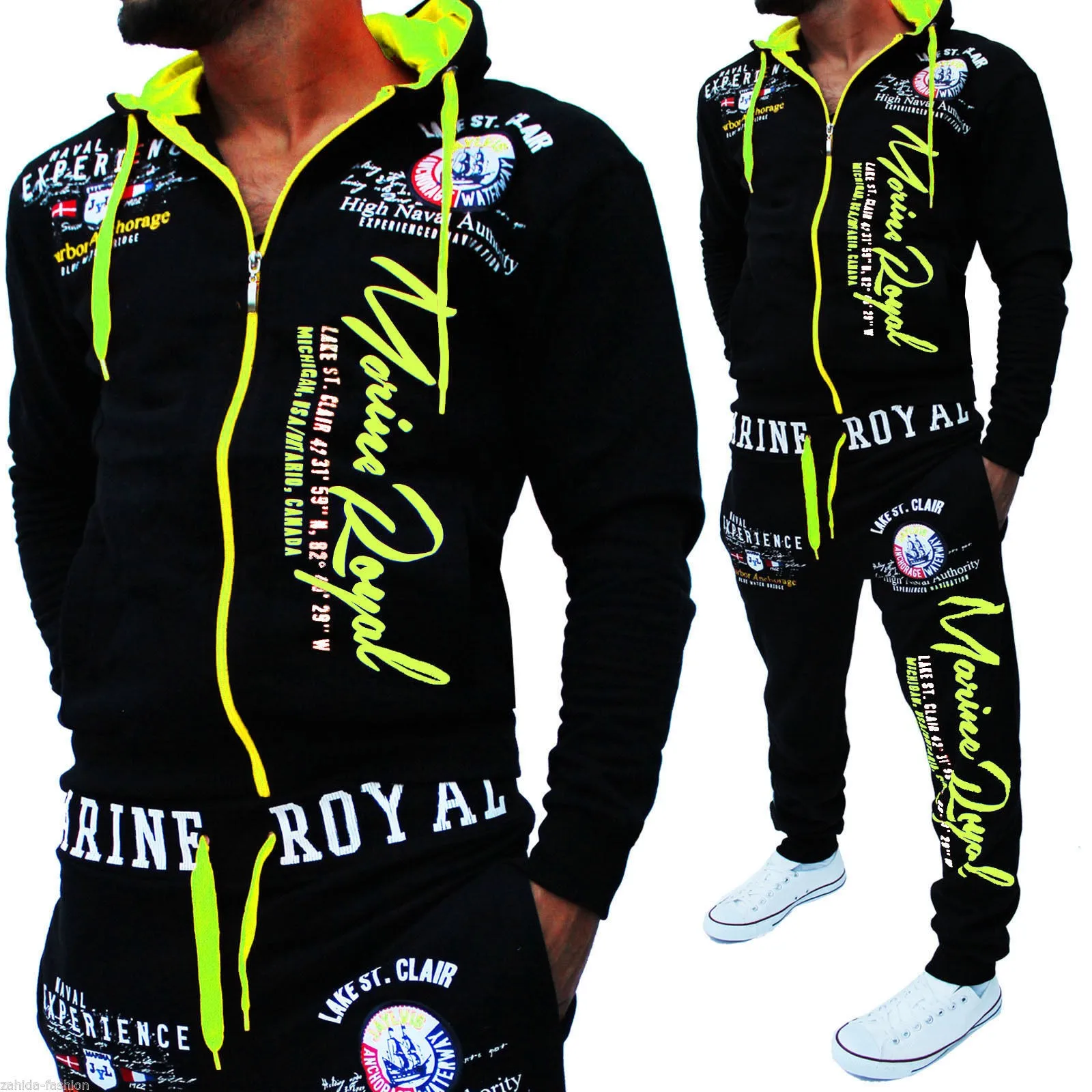 Zogaa бренд для мужчин комплект из 2 предметов спортивный костюм мужские толстовки с капюшоном и брюки комплект фитнеса Спортивная одежда на