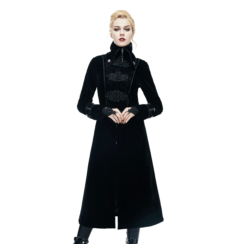 

Steampunk Stand-collar Jacquard Women Coats Victorian Slim-fitting Long Jacket Long Sleeve Stage Costumes