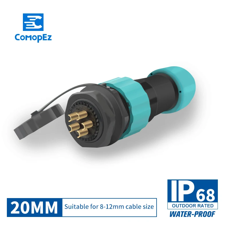 

1PC IP68 Waterproof Airline Male Female Connector 20mm diameter 2/3/4/5/6/7/9/10 pin Sealed IP68 Junction Boxes Plug Socket