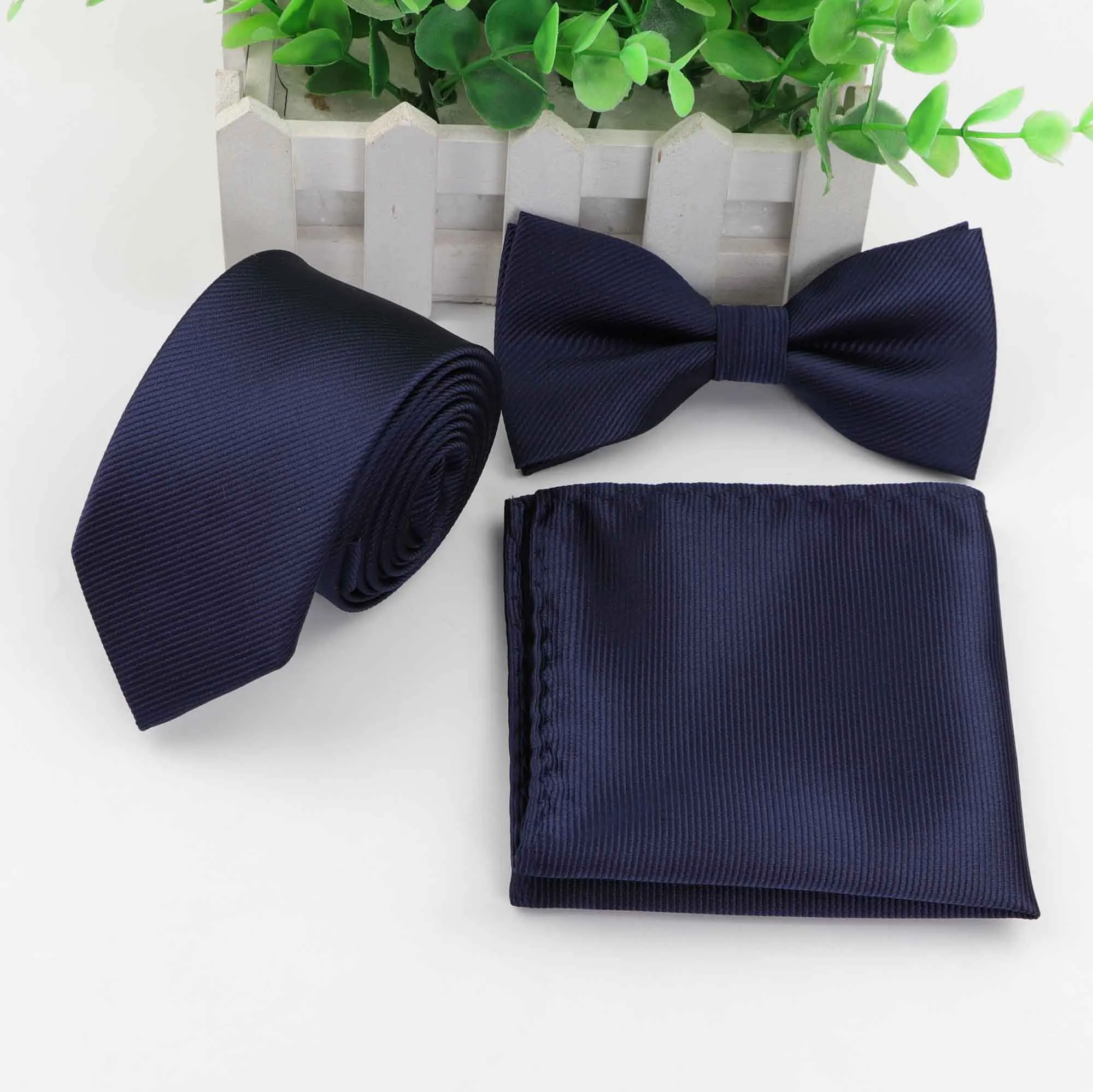 Strip Colorful Neck Tie Set For Men Slim Necktie Bowtie Handkerchief Suit Ties Cravat Butterfly Corbatas - Цвет: 5