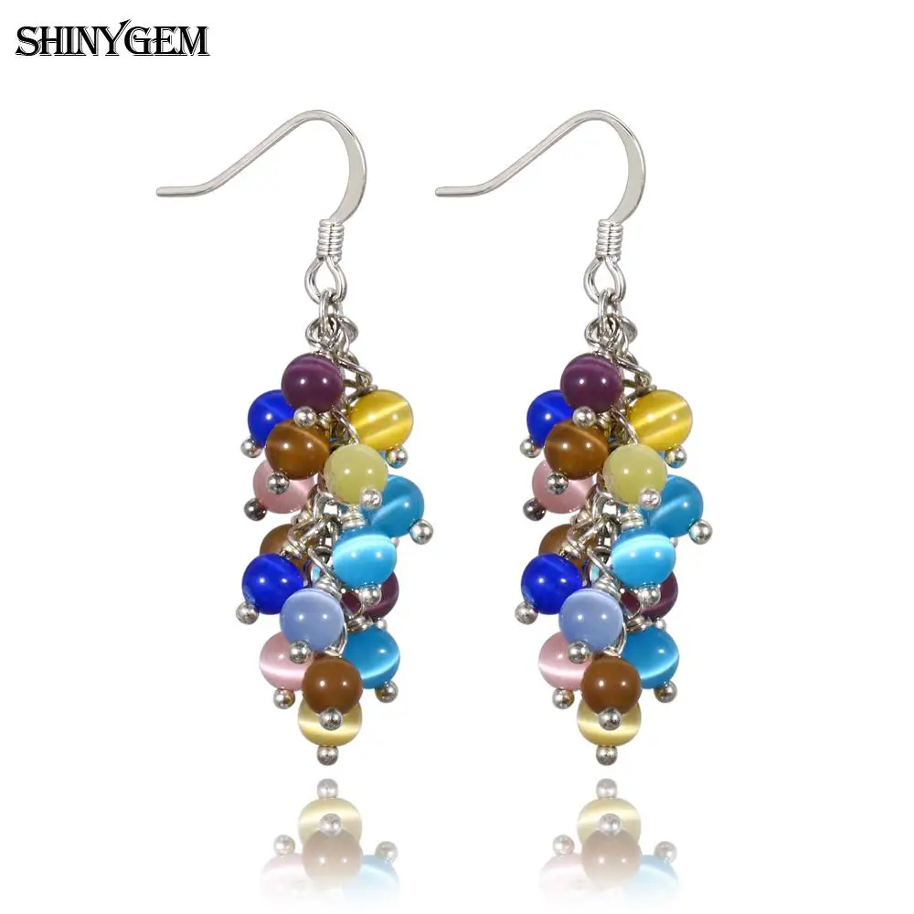 ShinyGem модные разноцветные Круглые серьги из бисера с кошачьим глазом 4 мм милые