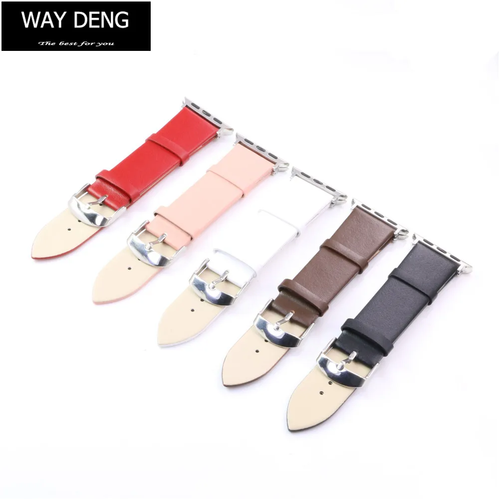 

For Apple Watch 38mm 42mm 40mm 44mm Soft Plain Genuine Leather Watch Band 22mm Strap with Adaptor Watchbands For Iwatch 4/3/2/1