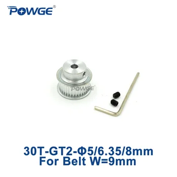 

POWGE 30 Teeth GT2 Synchronous pulley Bore 5mm 6.35mm 8mm for width 9mm GT2 Open Timing belt small backlash 2GT 30T 30Teeth 1pcs