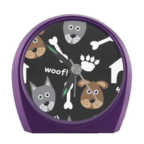 Hot Sale Custom Cute Cartoon Puppy Dog With Bone Purple Elegant Alarm