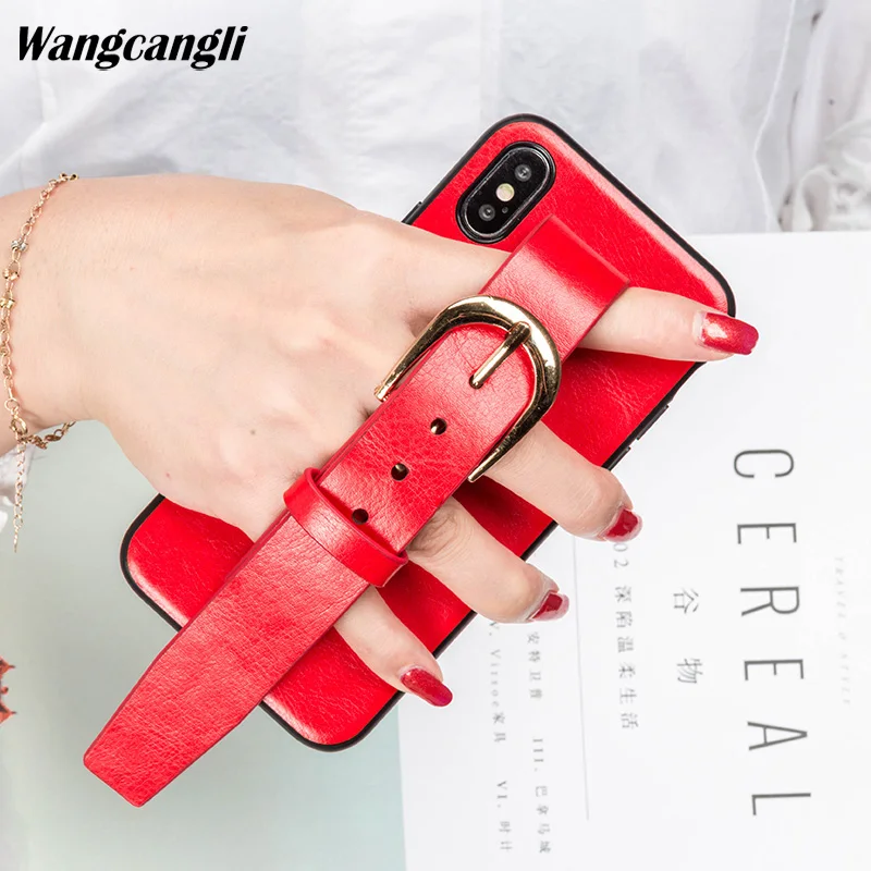 

High-end business custom leather all-inclusive mobile phone case for iPhone x PU back belt bracket phone case