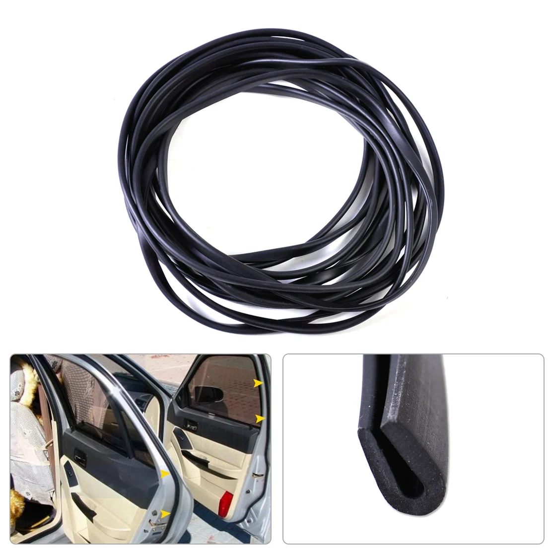 

beler New Black Rubber Universal 1/4" X 1/8" Black Soft Flexible Weatherstrip U Channel Seal Rubber Edge 20ft 6m Car Styling