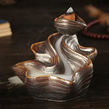 

Ceramic Mini Rust glaze Small Smoke Backflow Cone Incense Burner & 7 CONES