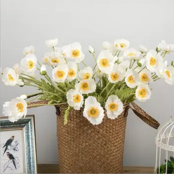

2PCS/lot Party Rustic Home Decor Decoration Accessories Artificial Poppy Plants Fake Plastic Plant Flowers 4 heads a piece