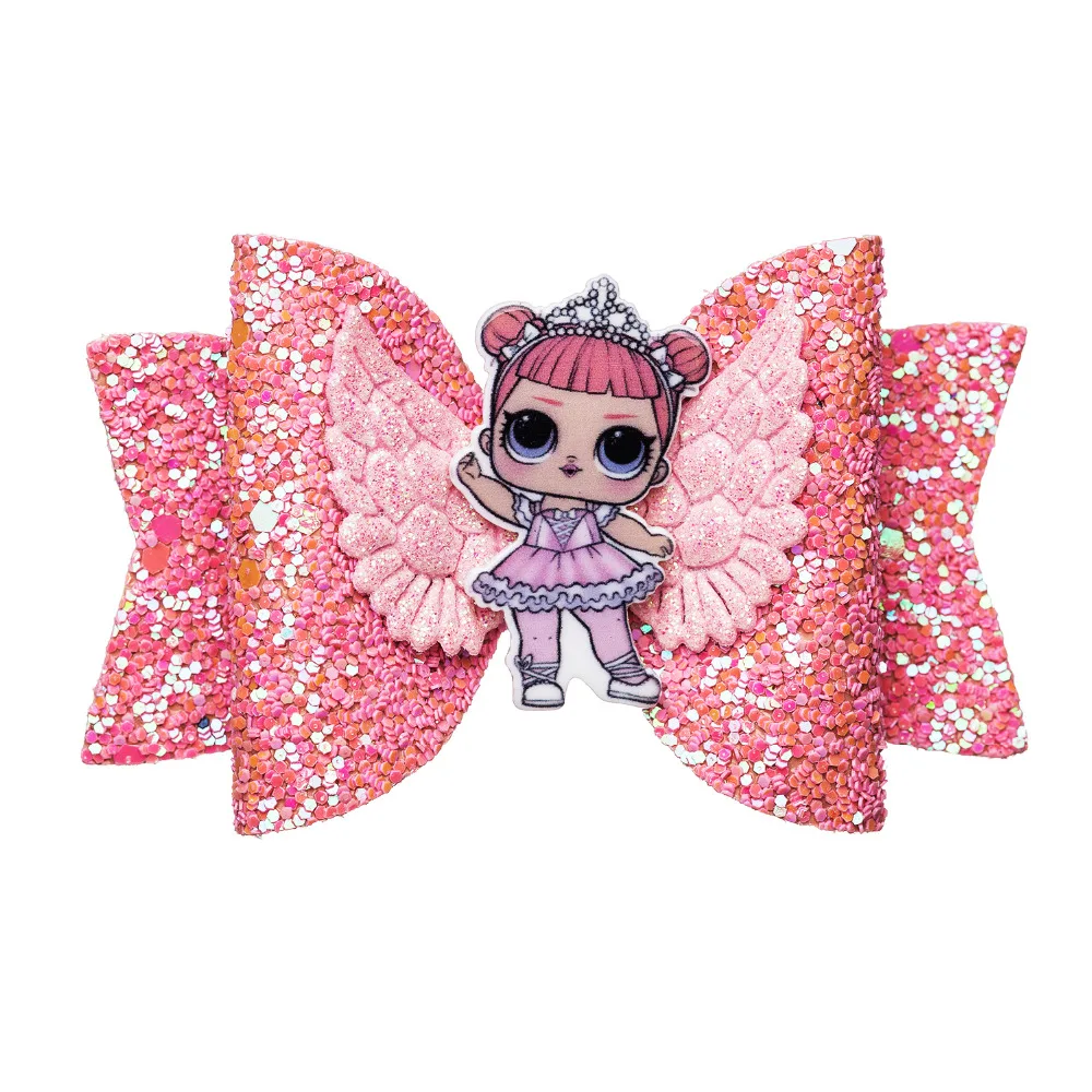 Kids LOL Unicorn Ballet Girl Angel Wing Glitter Sequins Bow Hair Clips Hair Grip