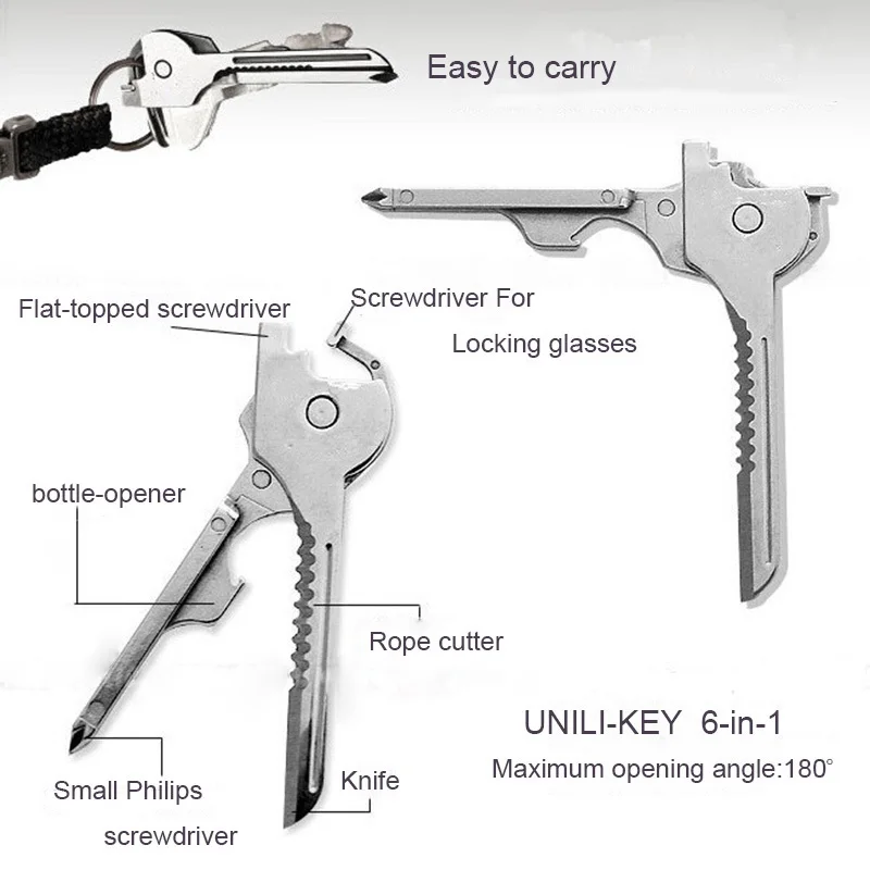 Многофункциональный 6 в 1 ключ карманный нож металлический кемпинг складной универсальный нож наружная отвертка для выживания открывалка Веревка резак