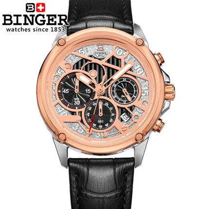 Binger Watches Men s Military Watch Genuine Leather Strap Men Sports Watches Quartz Luxury Brand Famous