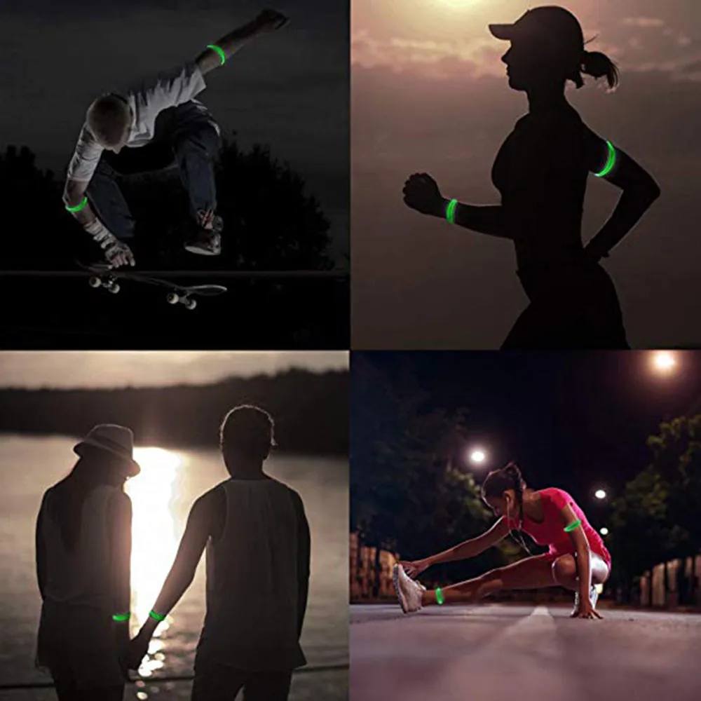 

4 pcs Nylon Armbands Night Reflective Wristband LED Bracelet Fashion Unisex Glow Wrist Band Cuff Bracelet Bangle Adults Kids#080