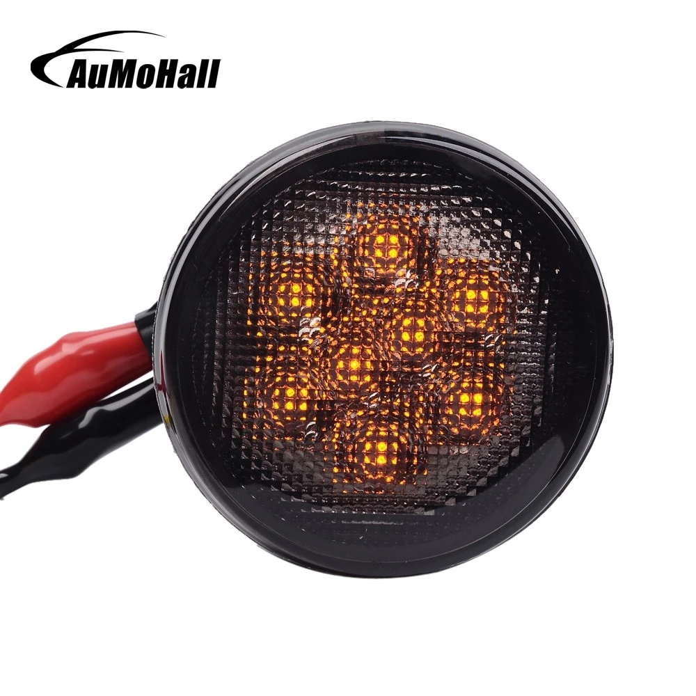 

AuMoHall 12V LED Front Turn Signals External Lights 4WD Amber Grille Turning Lamp 1 Pair