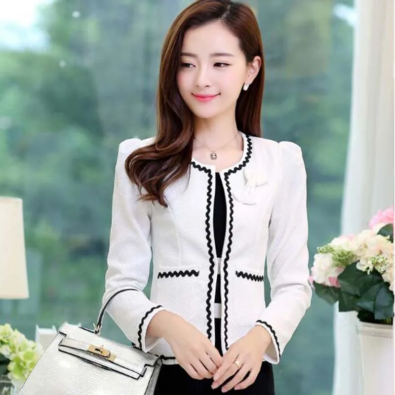 

Autumn slim Women's short design long-sleeve cardigan white blazer female jacket Women Air Conditioned Coat femininos NS4058