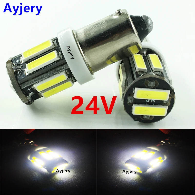 AYJERY DC 24 в 300 шт. белый BA9S T4W T11 7014 10 SMD светодиодный светильник рь габаритный фонарь