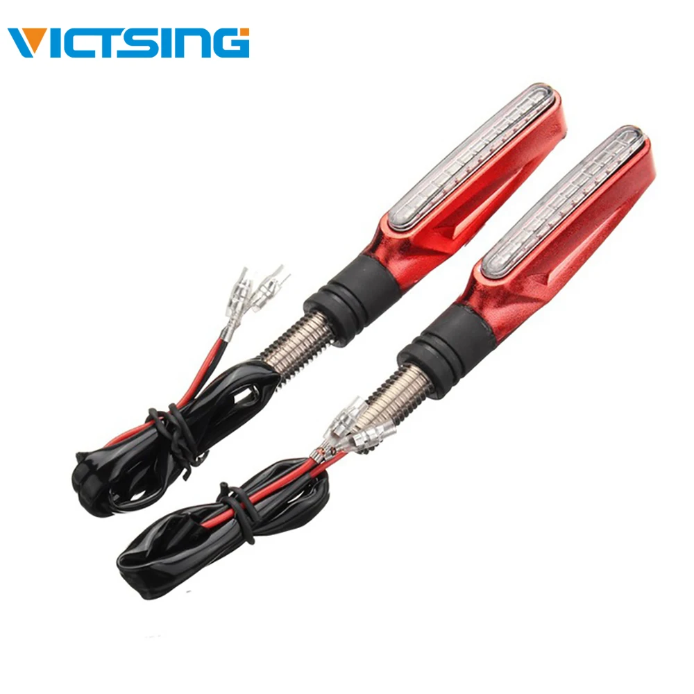 

VicTsing 2pcs Universal Waterproof Motorcycle LED Turn Signal Indicator Amber Light Sequential Blinkers Flashers Lamp Moto LED