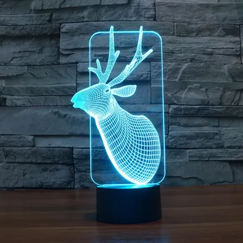 

New Christmas Deer 3d Lights Led Gradient Illusion Light Touch Switch Creative Led Table Lamp Luminaria De Mesa 3D Night light