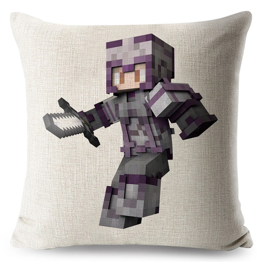 المطبوعة Minecraft الكتان وسادة قطن غطاء الكرتون ألعاب أريكة رمي كيس وسادة الديكور المخدة أريكة 45x45 cm Peiyuan