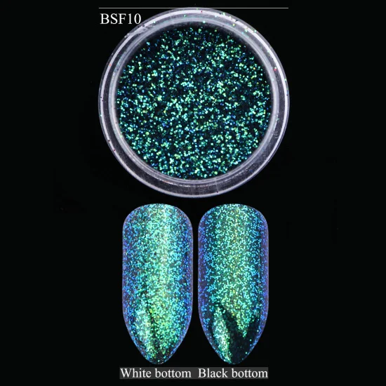 1 коробка хамелеон лак для ногтей порошок для ногтей Holo блеск пыли хром зеркало блеск пигмент для ногтей аксессуары дизайн CHBSF01-12 - Цвет: BSF10