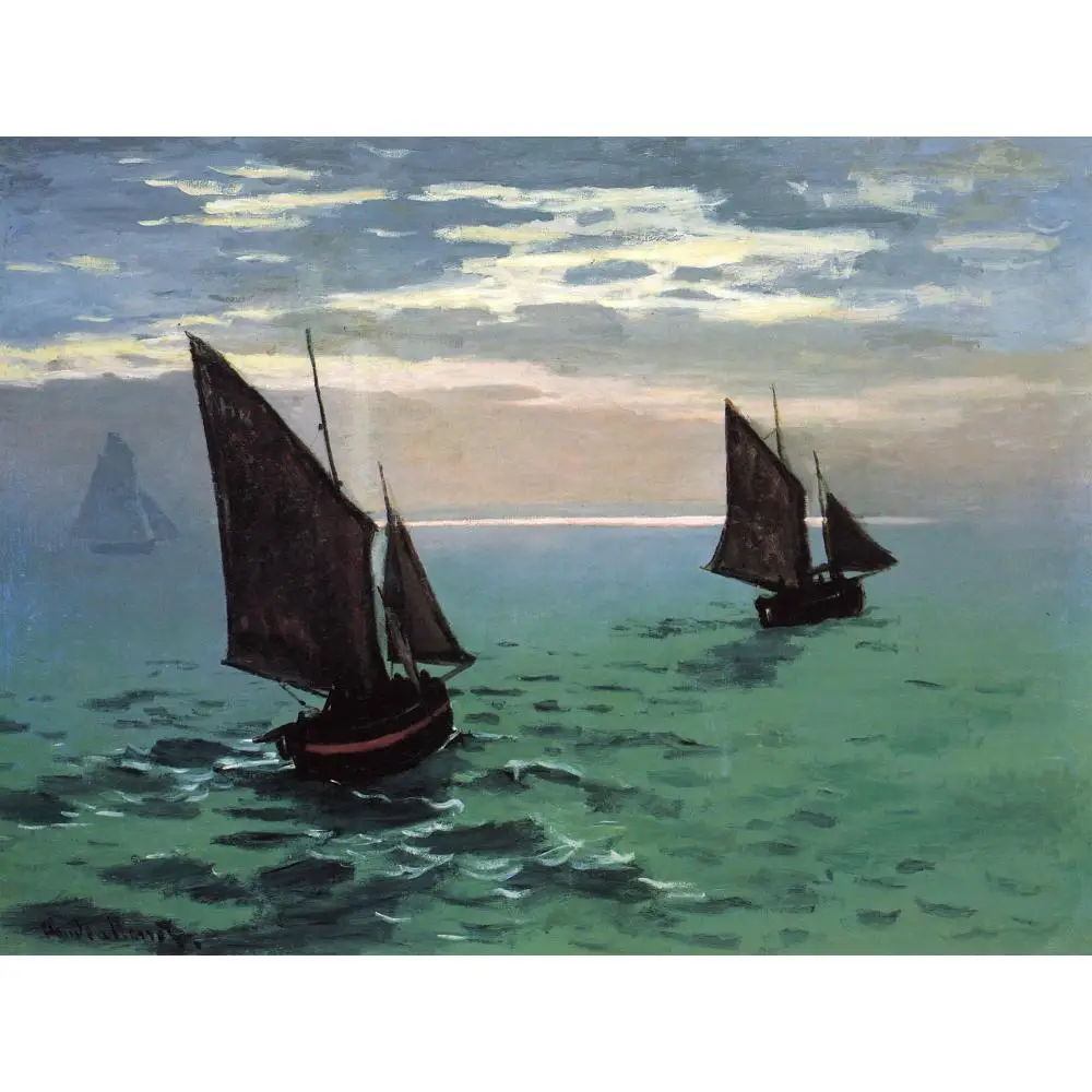 

Fishing Boats at Sea By Claude Monet Oil Paintings Reproduction Landscapes Art Hand Painted for Home Wall Hanging Decor