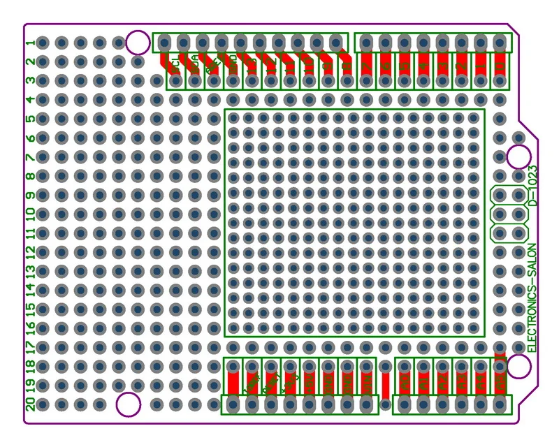 (100 шт./лот) Прототип PCB для UNO R3 щит, комбинация 2 мм + 2.54 мм шаг