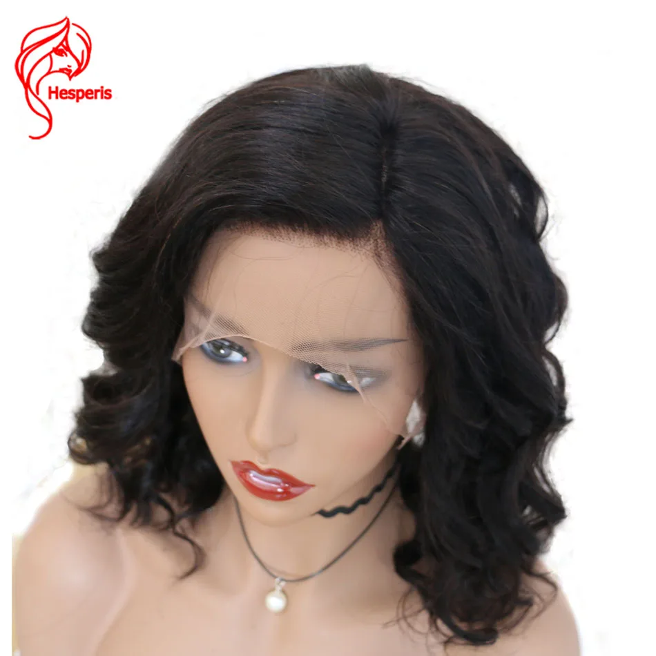 Hesperis 13x6 парики из натуральных волос на кружеве предварительно выщипанные 130 Плотность бразильские волосы Remy Волнистые Короткие парики из человеческих волос для черных женщин